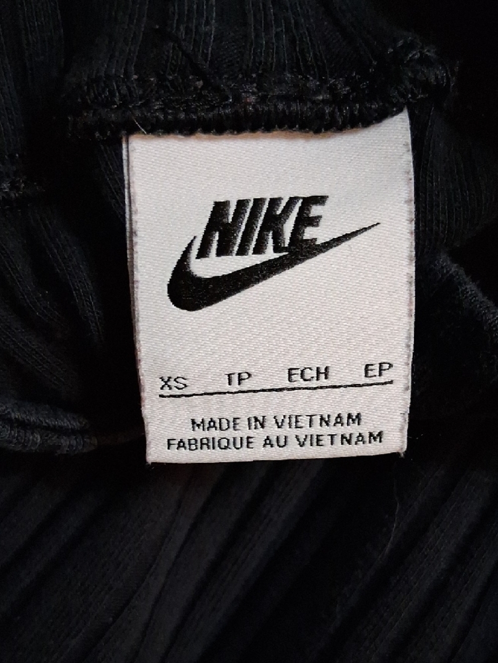 Nike Black Ribbed Long Sleeve Top with White Swoosh - Picture 5 of 5